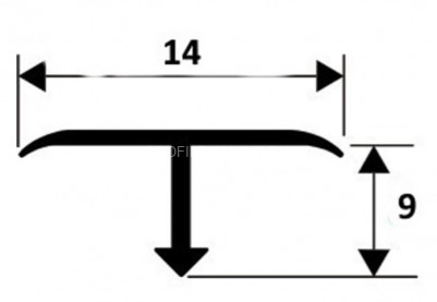 Латунный Т-профиль с закругленными краями SP 1409 OS 14х9 шлифованный 3м