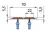 Алюминиевый противоскользящий одноуровневый порог 70 мм с резиновыми вставками АП-70-Анод золото-голубой 3 м