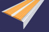 Алюминиевый противоскользящий угловой порог 70х22 мм с резиновыми вставками АУ-70-Анод серебро-оранжевый 3 м
