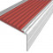 Алюминиевый угловой противоскользящий порог с резиновой вставкой 26х50 мм АУ-50-Анод серебро-красный 3 м