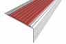 Алюминиевый угловой противоскользящий порог с резиновой вставкой 26х50 мм АУ-50-Анод серебро-красный 3 м
