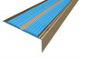 Алюминиевый противоскользящий угловой порог 70х22 мм с резиновыми вставками АУ-70-Анод шампань-голубой 3 м