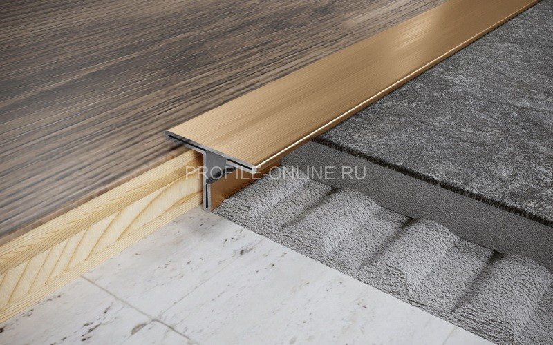 Т-профиль из нержавеющей стали 25 мм FT 25 GS золото сатинированное 270 см