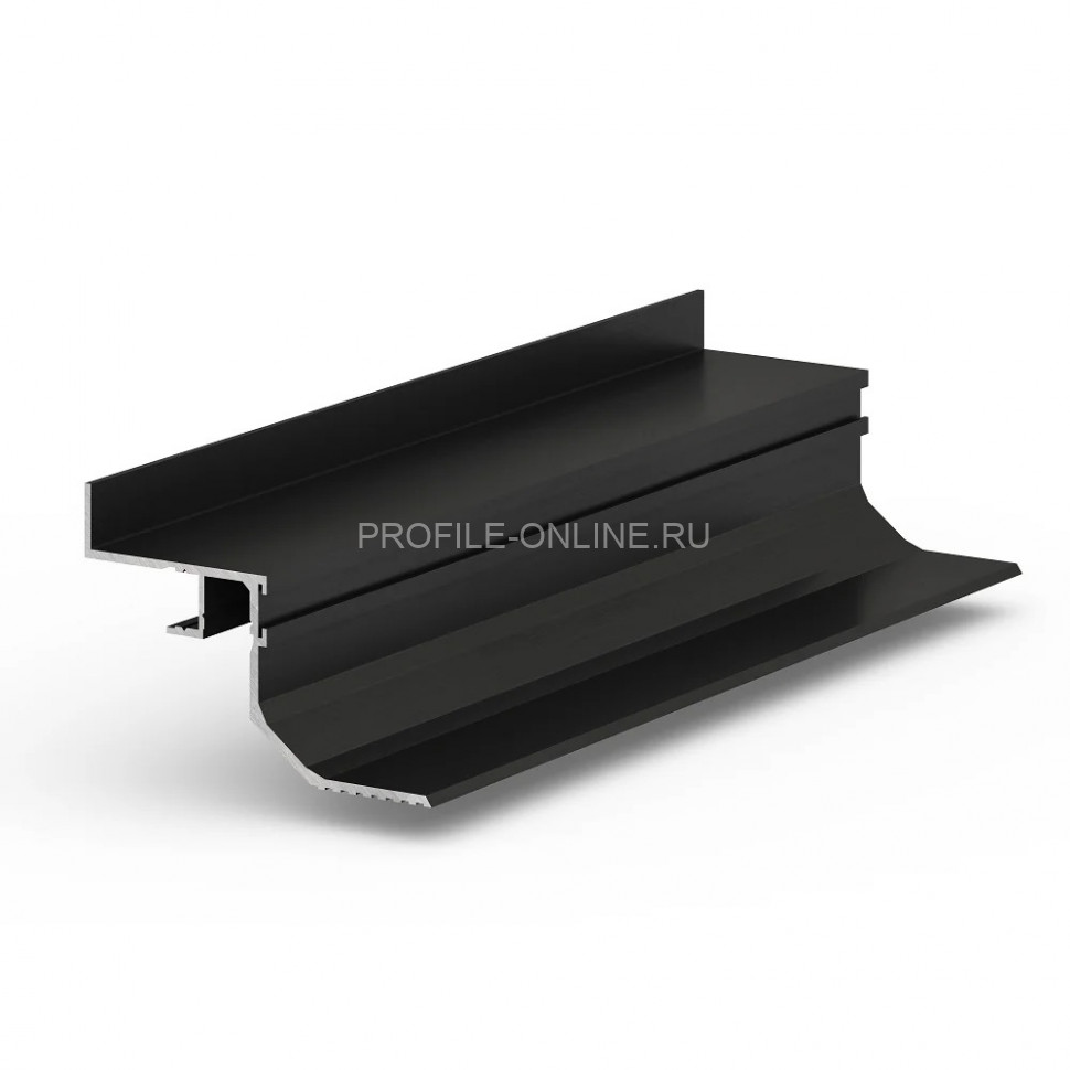 Теневая рейка 87х55.7 мм алюминиевая разноуровневая под подсветку Laconistiq Multilevel Landi Max черная 300 см