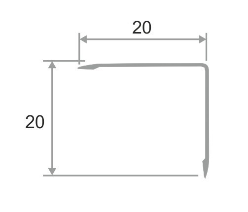 Алюминиевый уголок наружный 20х20 мм ПН20х20 серебро матовое 2,7 м