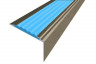 Алюминиевый угловой противоскользящий порог с резиновой вставкой 20х38 мм АУ-38-Анод шампань-голубой 2,7 м
