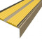 Алюминиевый противоскользящий угловой порог 70х22 мм с резиновыми вставками АУ-70-Анод шампань-желтый 3 м