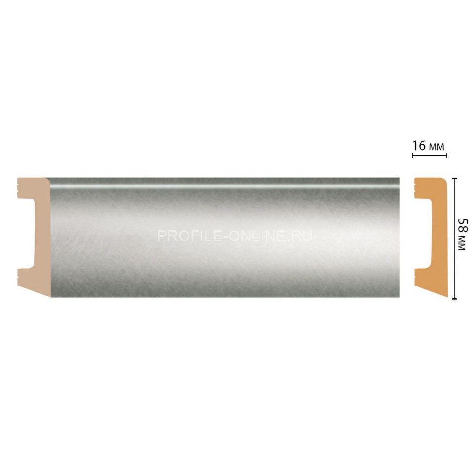 Напольный плинтус DECOMASTER D234-375ДМ (58x16x2400) Серебро, ударопрочный полимер