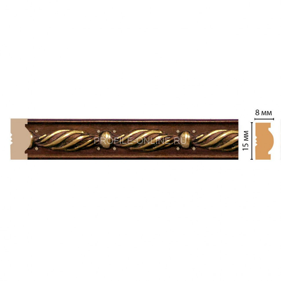 Молдинг Коричневый с золотом DECOMASTER 105-51 (15x8x2400)