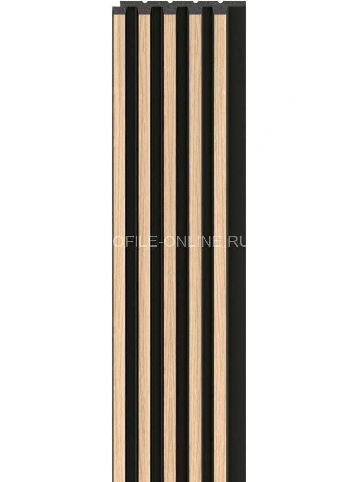 Стеновая реечная панель VOX LINERIO S-LINE дерево на черном фоне 2650х122х12 мм