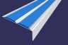 Алюминиевый противоскользящий угловой порог 70х22 мм с резиновыми вставками АУ-70-Анод серебро-синий 3 м