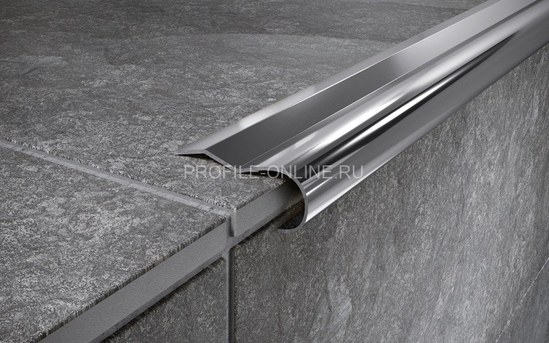 Угловой нержавеющий порог стальной 40х10 мм FCR 10 P полированная сталь 270 см