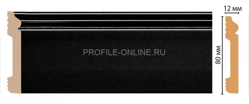 Плинтус напольный DECOMASTER D005-195ДМ (79x13x2400) ударопрочный полимер Черный глянец