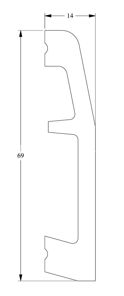 Напольный плинтус Orac Decor Duropolymer SX125 белого цвета из полистирола 69х14 мм 200 см