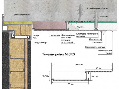 Теневая рейка из алюминия 16х96 мм Laconistiq Micro черная 300 см