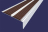 Алюминиевый противоскользящий угловой порог 70х22 мм с резиновыми вставками АУ-70-Анод серебро-темно-коричневый 3 м