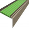 Алюминиевый угловой противоскользящий порог с резиновой вставкой 20х38 мм АУ-38-Анод шампань-зеленый 2,7 м