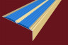 Алюминиевый противоскользящий угловой порог 70х22 мм с резиновыми вставками АУ-70-Анод золото-синий 3 м