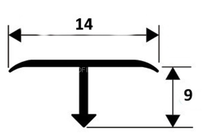 Латунный Т-профиль с закругленными краями SP 1409 OC 14х9 хром 2,7м