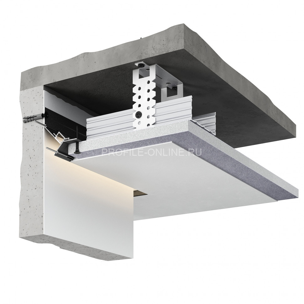 Потолочный теневой плинтус алюминиевый Decaro Engineering D005A Black черный с возможностью LED подсветки 2м