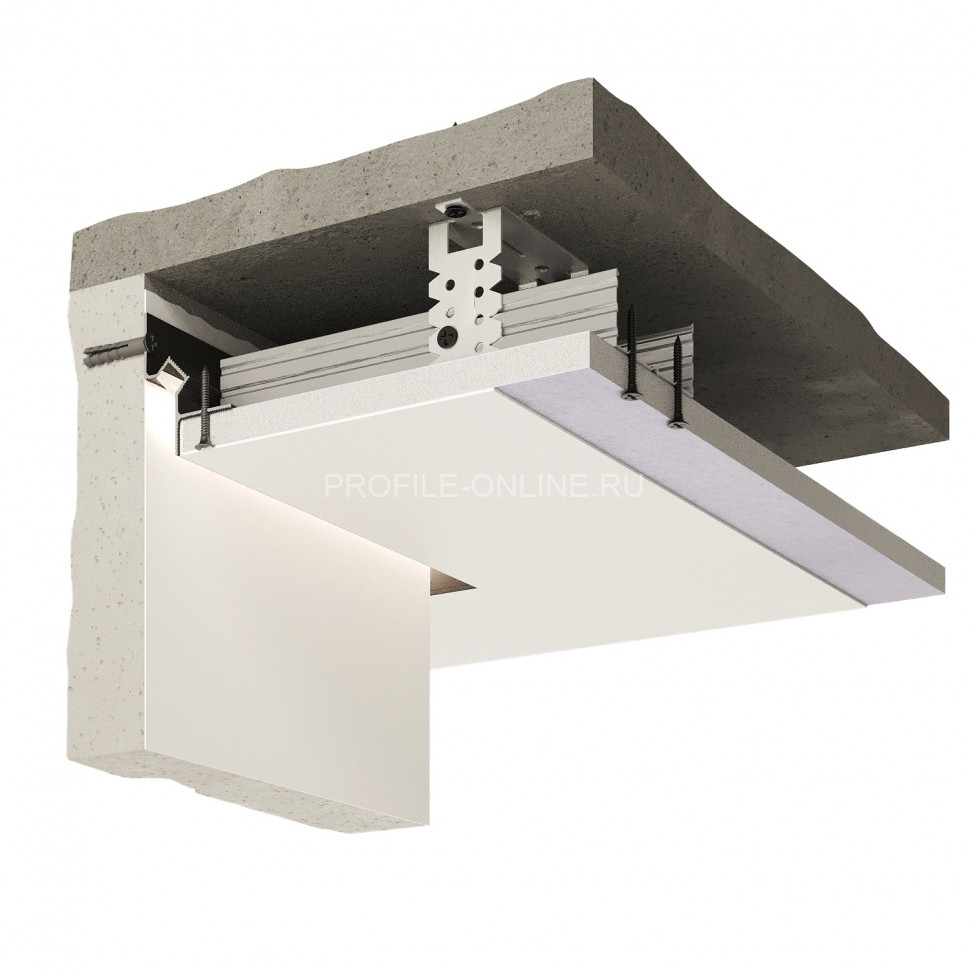 Потолочный теневой плинтус алюминиевый Decaro Engineering D005A Black черный с возможностью LED подсветки 2м