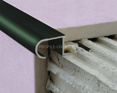 Алюминиевый Z-образный профиль овальный с рифлением 10 мм ZET OWAL PV49-19 черный блестящий 2,7 м