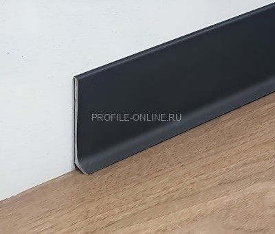 Плинтус для пола из алюминия 60 мм Евротрим L-60 2157.05 черный 295 см