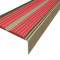 Алюминиевый противоскользящий угловой порог 70х22 мм с резиновыми вставками АУ-70-Анод шампань-красный 3 м