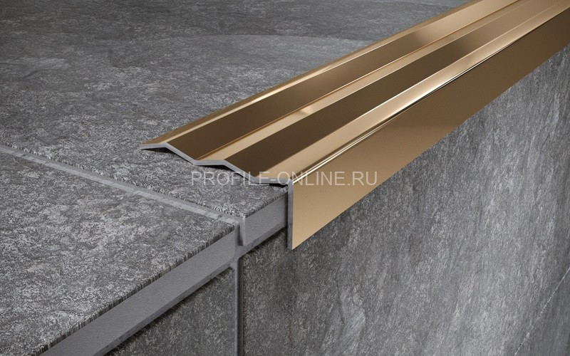 Угловой нержавеющий порог стальной 40х12 мм FCA 12 GP золото полированное 270 см
