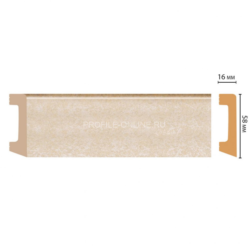 Напольный плинтус DECOMASTER D234-18DДМ (58x16x2400) Бежевый с перламутром, ударопрочный полимер