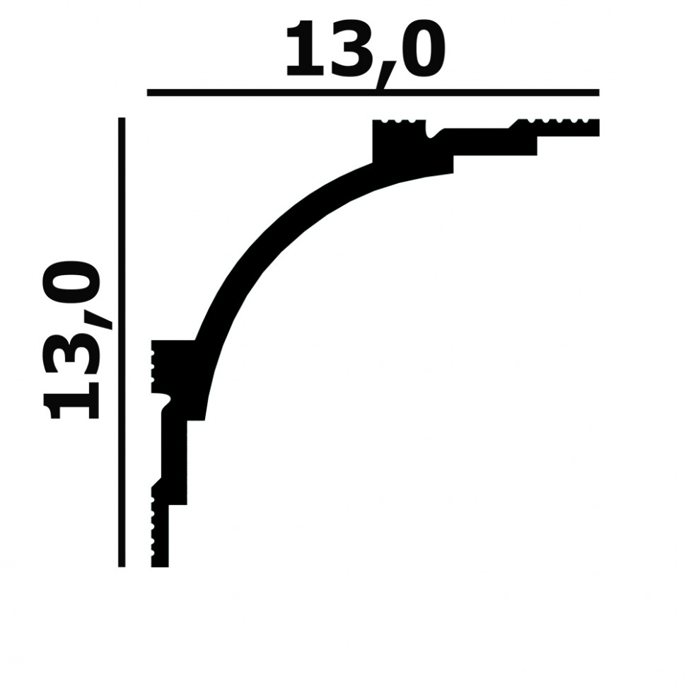 Потолочный плинтус Перфект Плюс P100 белый из ударопрочного полимера 130х130 мм 200 см