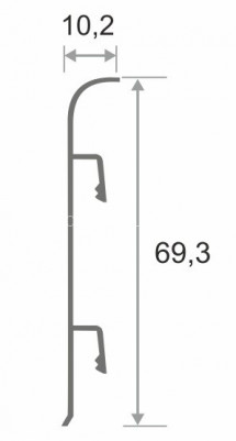Алюминиевое крепление для плинтуса напольного ПЛ-70 крепление без отделки