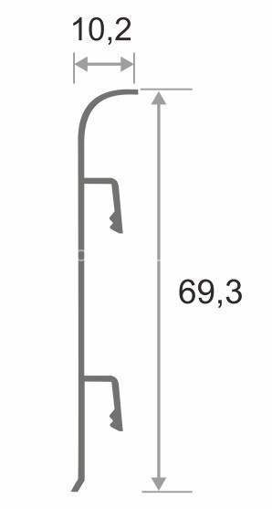 Алюминиевое крепление для плинтуса напольного ПЛ-70 крепление без отделки