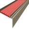 Алюминиевый угловой противоскользящий порог с резиновой вставкой 20х38 мм АУ-38-Анод шампань-красный 2,7 м