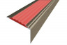 Алюминиевый угловой противоскользящий порог с резиновой вставкой 20х38 мм АУ-38-Анод шампань-красный 2,7 м