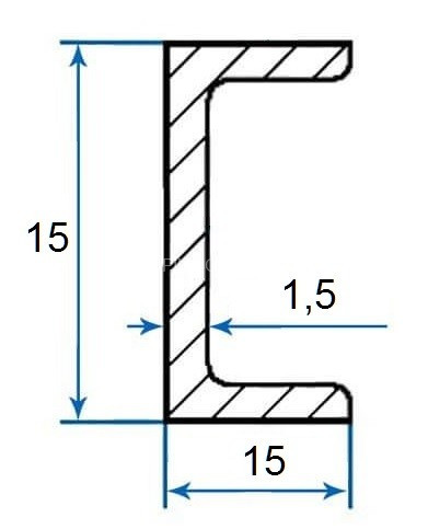 Алюминиевый П-профиль 15х15х15х1,5 мм 3м (швеллер)