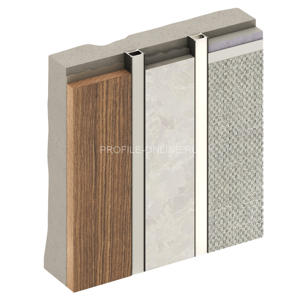 Теневой разделительный профиль алюминиевый Decaro Engineering D007A Black черный с возможностью LED подсветки 3м