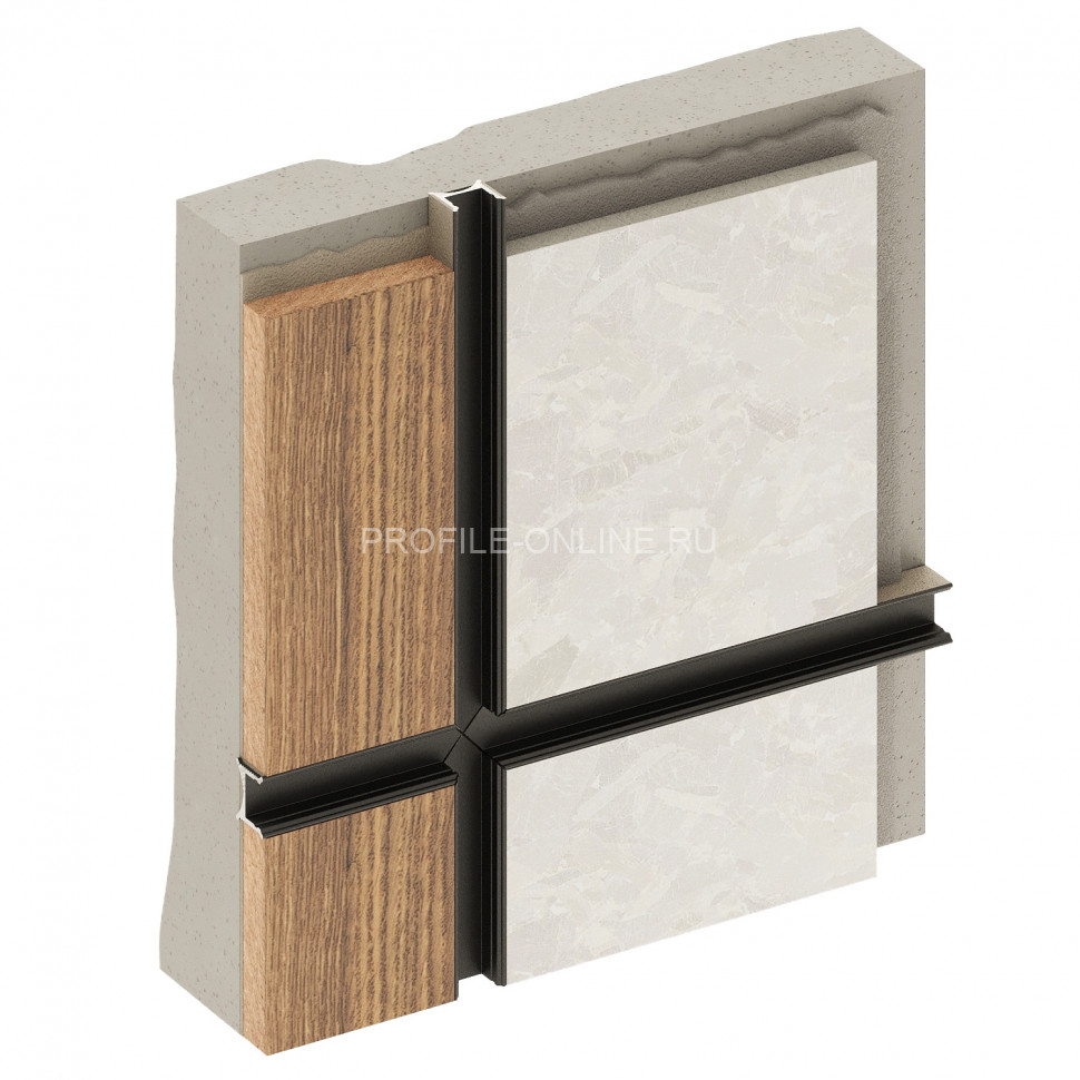 Теневой разделительный профиль алюминиевый Decaro Engineering D007A Black черный с возможностью LED подсветки 3м