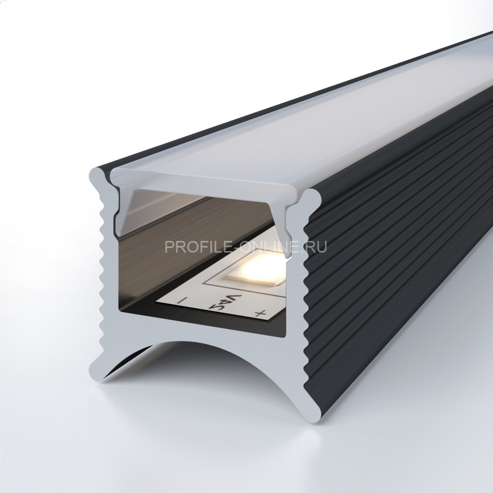 Теневой разделительный профиль алюминиевый Decaro Engineering D007A Black черный с возможностью LED подсветки 3м