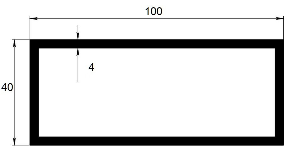 Алюминиевый бокс прямоугольный 40х100х4 мм 3 м