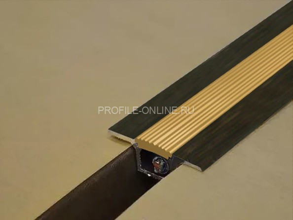 Алюминиевый порог одноуровневый 37 мм противоскользящий с кабель-каналом ПК-1 КД Венге (бежевая вставка) 2,7 м (упаковка 10 штук)