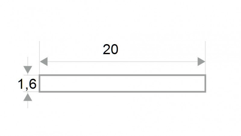 Алюминиевая полоса 20 мм белая матовая (толщина полосы 1,6 мм) 2,5м