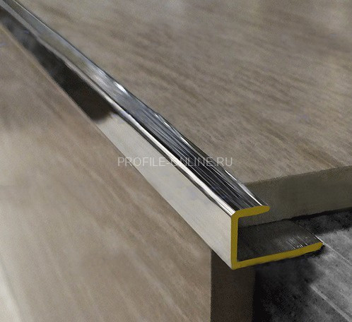 Латунный П-профиль окантовочный 11 мм ЛПГ-11 хром 2,7 м