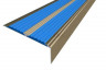 Алюминиевый противоскользящий угловой порог 70х22 мм с резиновыми вставками АУ-70-Анод шампань-синий 3 м