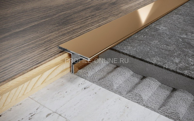 Т-профиль из нержавеющей стали 30 мм FT 30 GP золото полированное 270 см