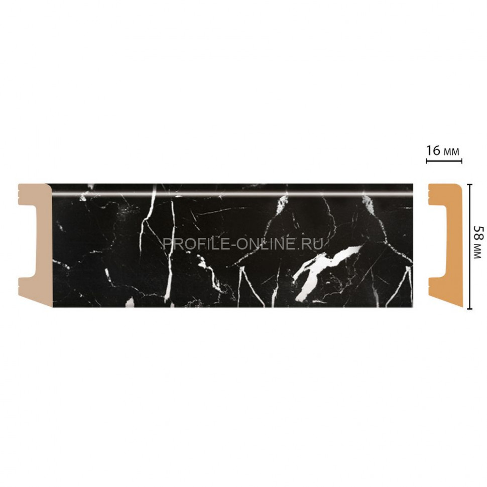 Напольный плинтус DECOMASTER D234-78ДМ (58x16x2400) Мрамор черный, ударопрочный полимер