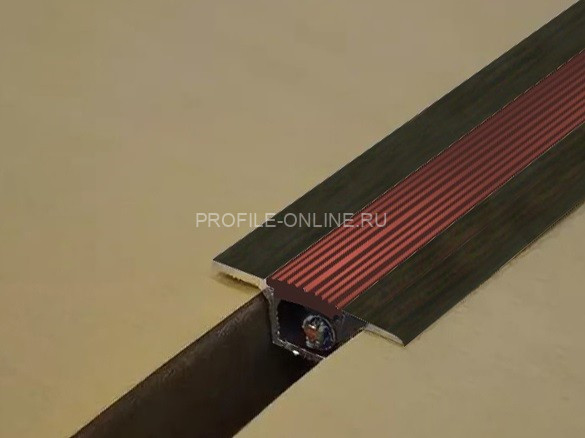 Алюминиевый порог одноуровневый 37 мм противоскользящий с кабель-каналом ПК-1 КД Венге (коричневая вставка) 2,7 м (упаковка 10 штук)