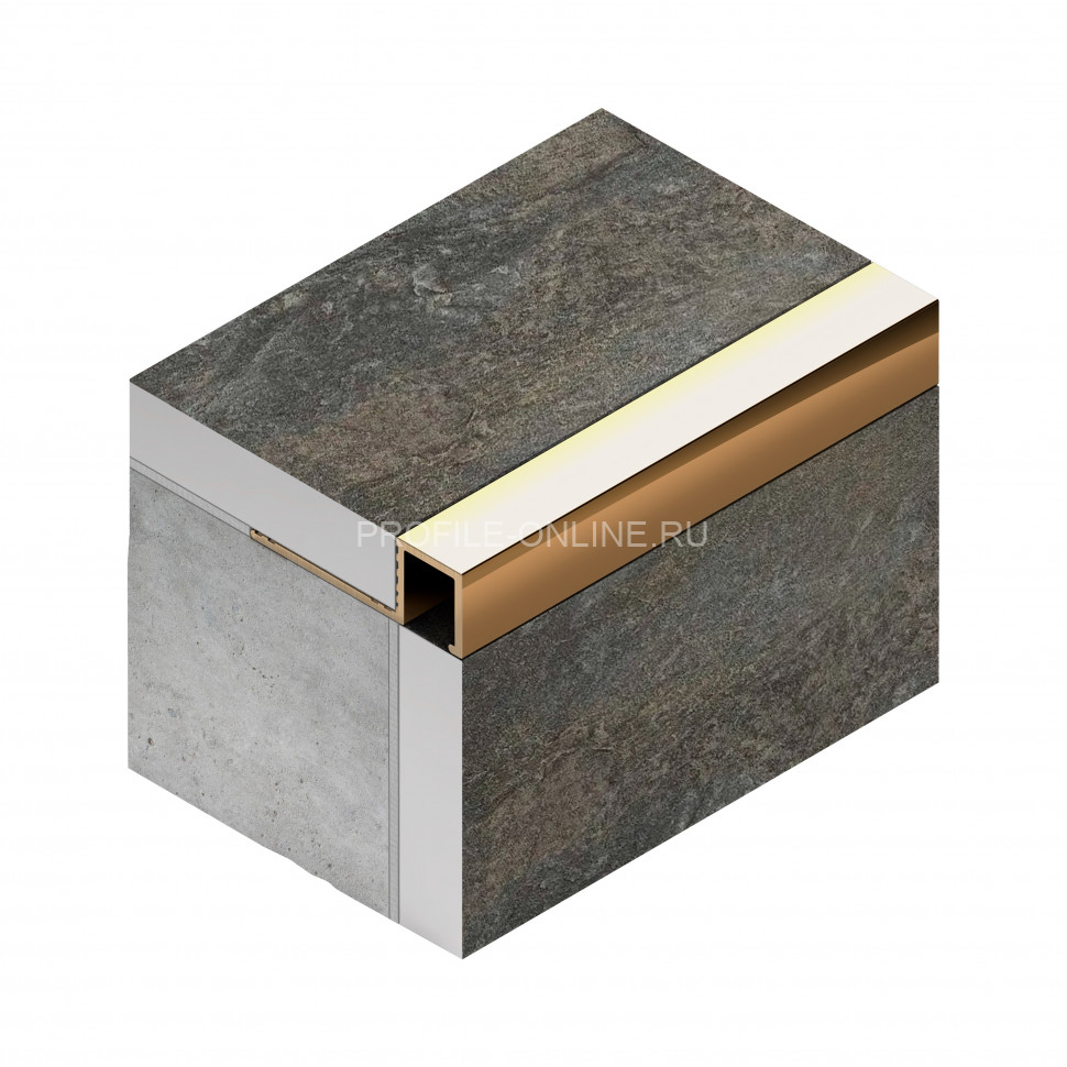 Латунный П-образный профиль закладной 10х10 мм NEEXY PVL31-01 P полированный 2.7м