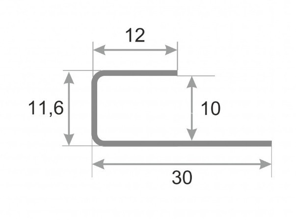 Окантовочный П-профиль нержавеющая сталь SB166-1B-10H серебро глянец браш 2,7 м
