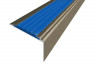 Алюминиевый угловой противоскользящий порог с резиновой вставкой 20х38 мм АУ-38-Анод шампань-синий 2,7 м